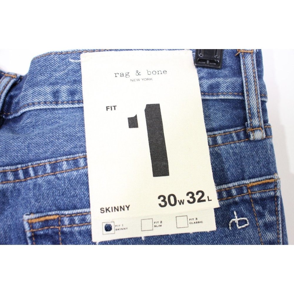 Rag & Bone Mens 30 x 30.5 Fit 1 Skinny Blue Jeans NEW B892 - Picture 5 of 8